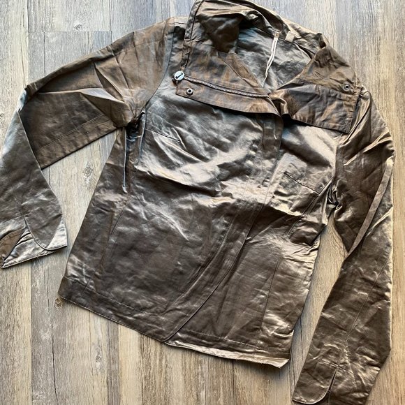 ISDA & Co Satin Shimmery Olive Green Biker Bomber Jacket - Picture 1 of 9